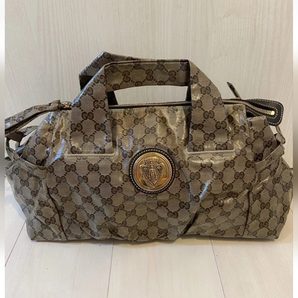Authentic Gucci Gg Monogram Crystal Hysteria Hand… - image 1